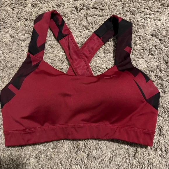 Brooks Sports Bra Red CrissCross Back | High Support Running Workout Athletic - Picture 2 of 8
